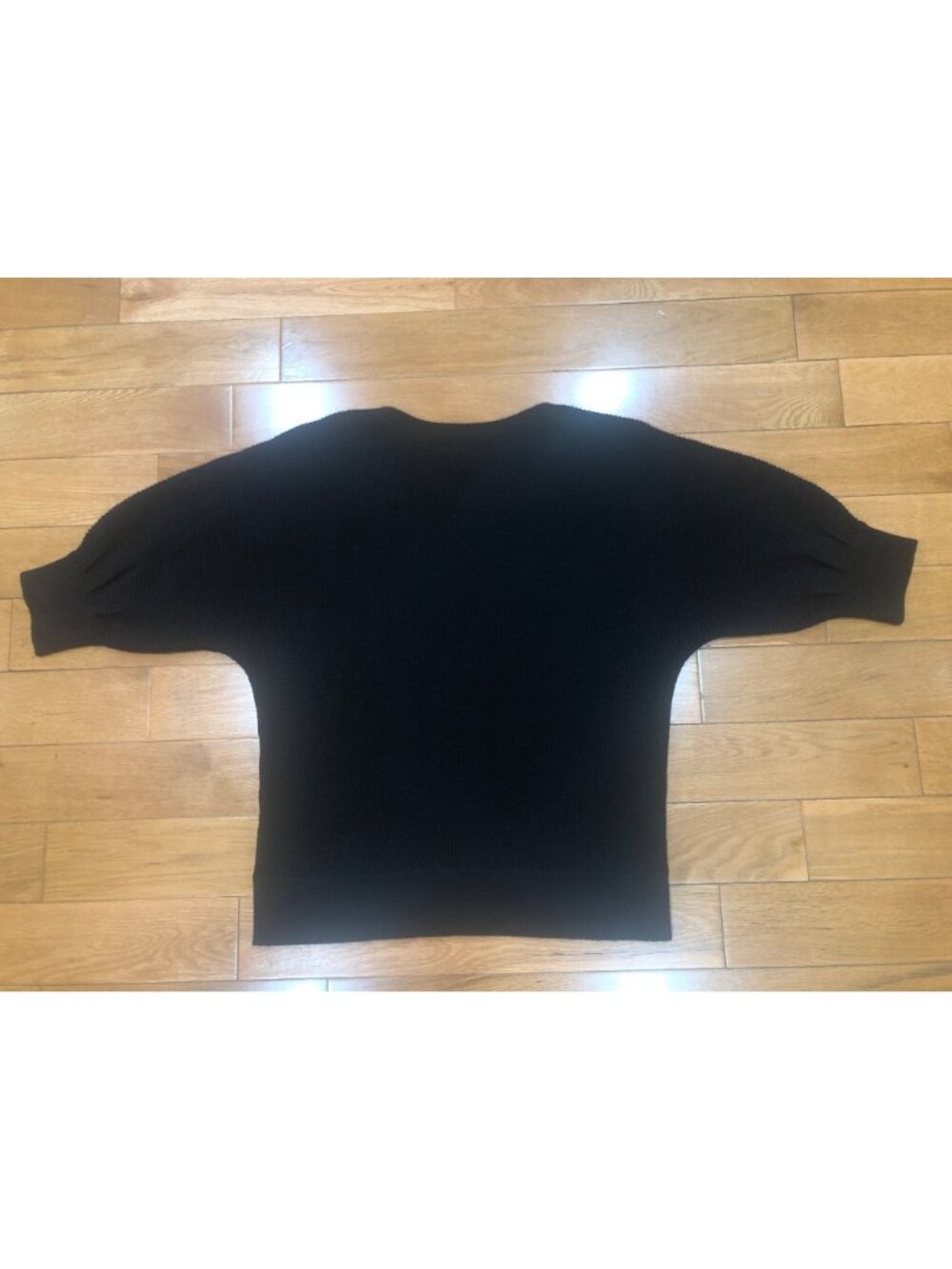 Kinross 100% Cashmere Black Puff Short Sleeve Crew Neck Knit Sweater Size M - Picture 5 of 9